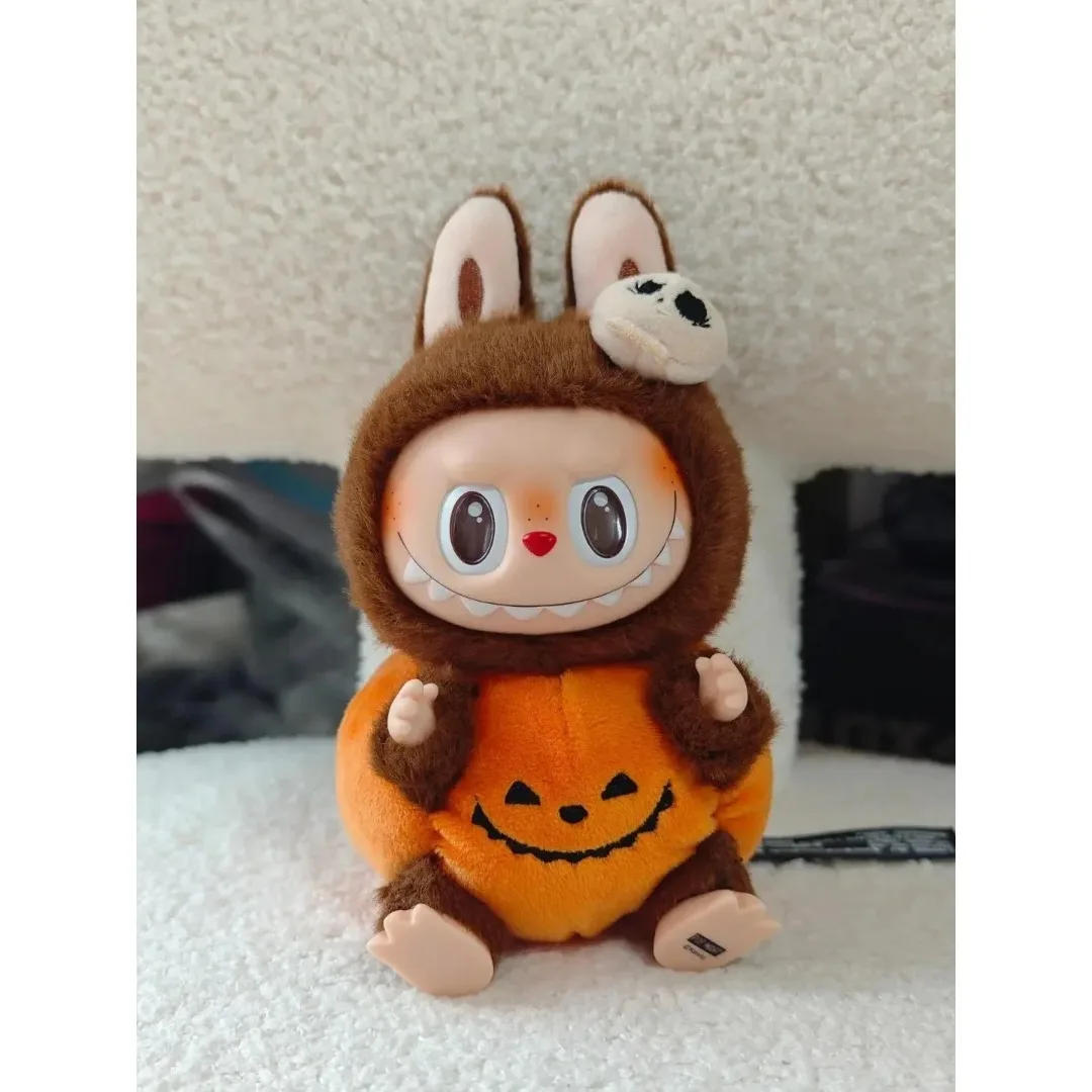 Labubu-caja ciega de ropa de diseñador, muñeco de peluche Universal de 17cm, conjunto de disfraz de calabaza de alta calidad, accesorios