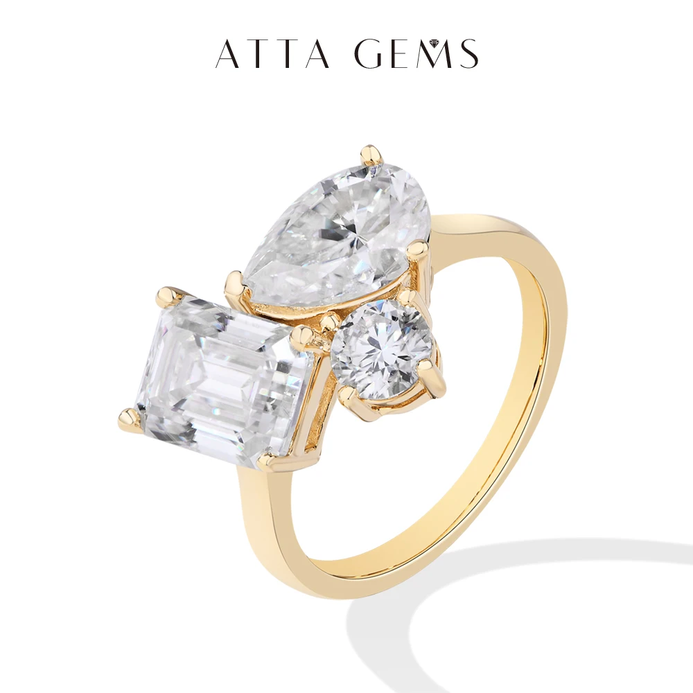 

ATTAGEMS Luxury Full Moissanite Ring for Women Three D VVS1 Diamond Real S925 Silver Engagement Wedding Jewelry Gift Top Quality