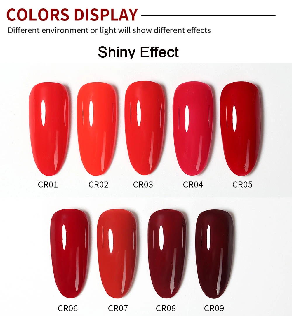 Vendeeni 9 Farben/Set Gel-Nagellack Semi-Permanent UV Soak-Off Gel-Lack Kirschrot Dunkle Beeren Weinrot Gel-Lack mit Display – Detail 5