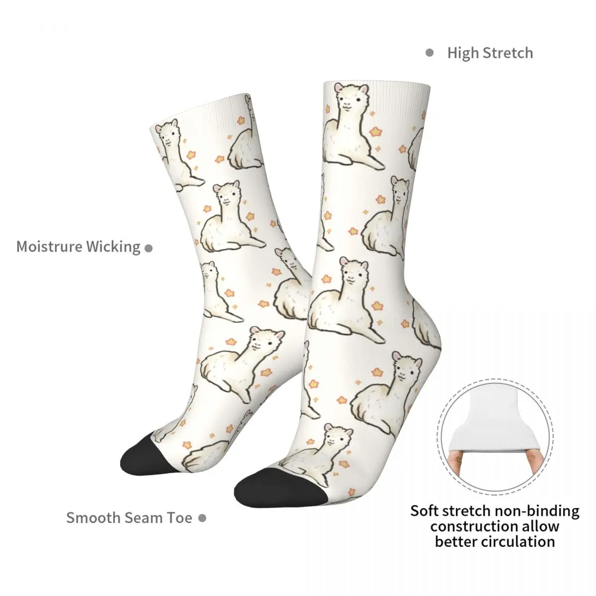 Cute Llama Socks Harajuku Super Soft Stockings All Season Long Socks Accessories for Unisex Birthday Present