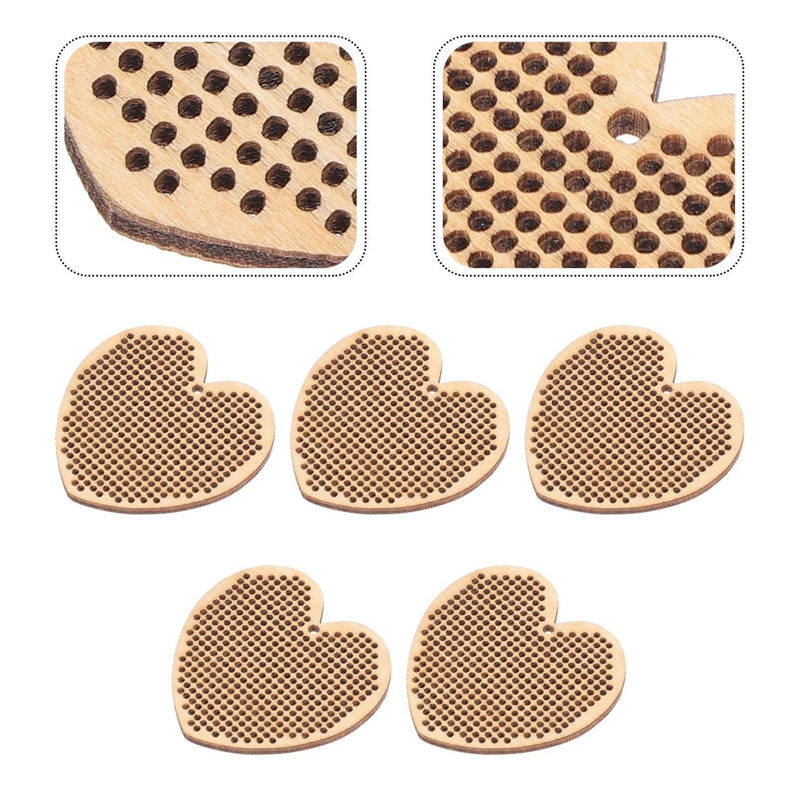 

5pcs Mini Cross-Stitch Wood Pendant Hollow Design Diy Gift Premium Wooden Board Durable Decorative Cross-Stitch Accessories