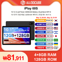 ALLDOCUBE iPlay 60S WiFi 6 Version 10.1inch Tablet PC 4GB+8GB RAM 128GB ROM Android 14 Smart Touch IPS Display 6200mAh Battery