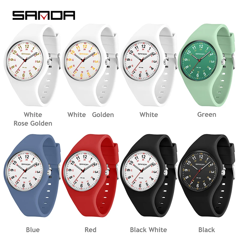 SANDA Bestverkopende minimalistische modieuze studentensport waterdichte siliconen quartz horloge jongen meisje casual klok kinderen geschenken