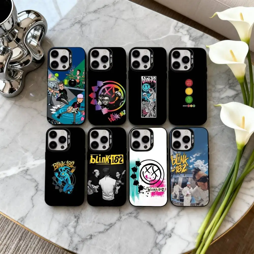 

Punk B-Blink-182 Band Phone Case For iPhone17,16,15,14,13,12,11 Plus,Pro Max Candy Silver Plated Inside Cover