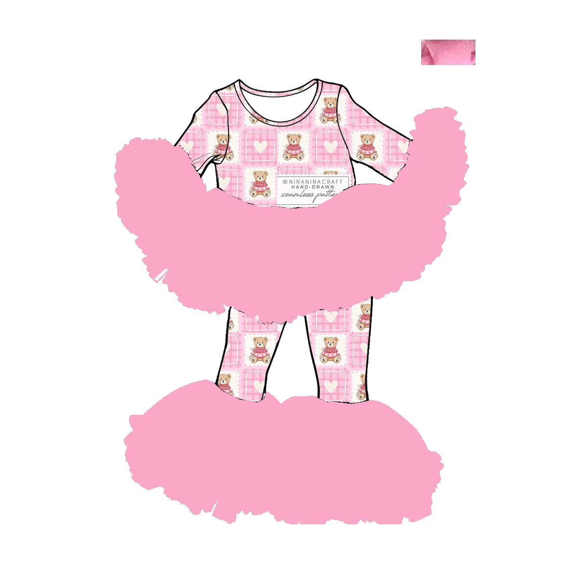 Boutique children's suits Valentine's Day series mesh suits long-sleeved trousers mesh girls' suits love bow print clothing