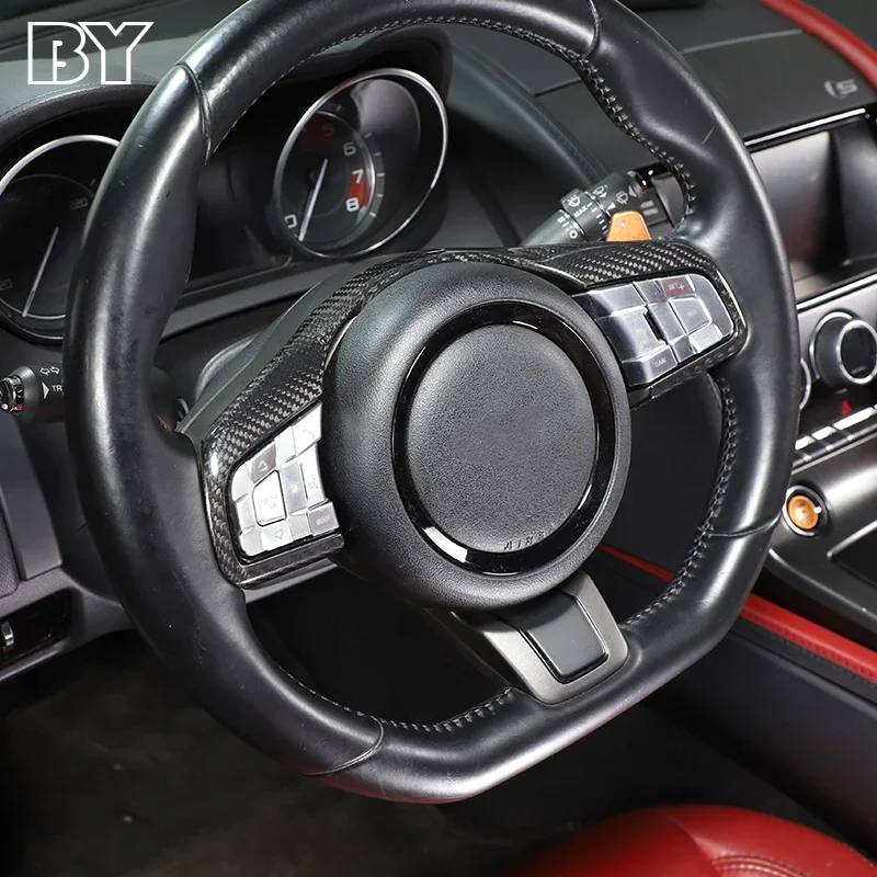 

Для Jaguar XF XFL F-Pace F-TYPE 2016 2017 2018 2019, декоративная рамка рулевого колеса, аксессуары для салона автомобиля из настоящего углеродного волокна