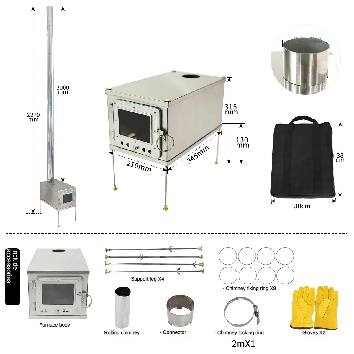 Imagem -04 - Fogão a Lenha Dobrável de Acampamento ao ar Livre Portátil Leve tipo Cartão Aquecimento Piquenique Quadrado Resistente à Corrosão Ferramentas