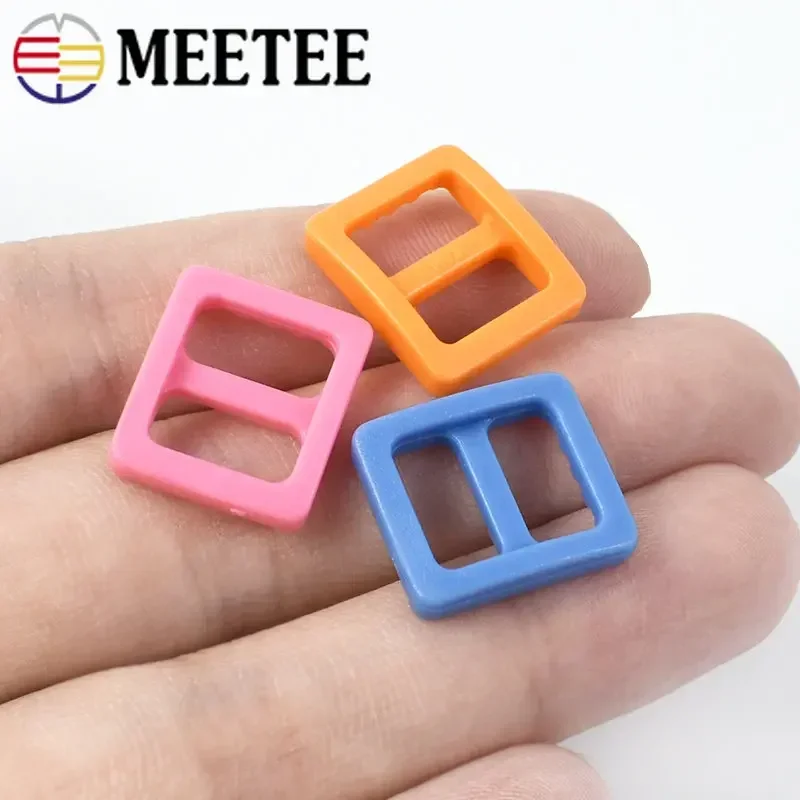 20/50/100Pcs Meetee Colorful 10mm Plastic Tri-Glide Adjustable Buckle Dog Collar Slider Clasp Backpack Strap Webbing Bag Parts