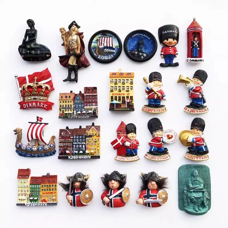 Магнитная наклейка на холодильник Копенгагена, нордическая Дания, креативный культурный ландшафт, туристический сувенир, декоративные подарки ручной работы