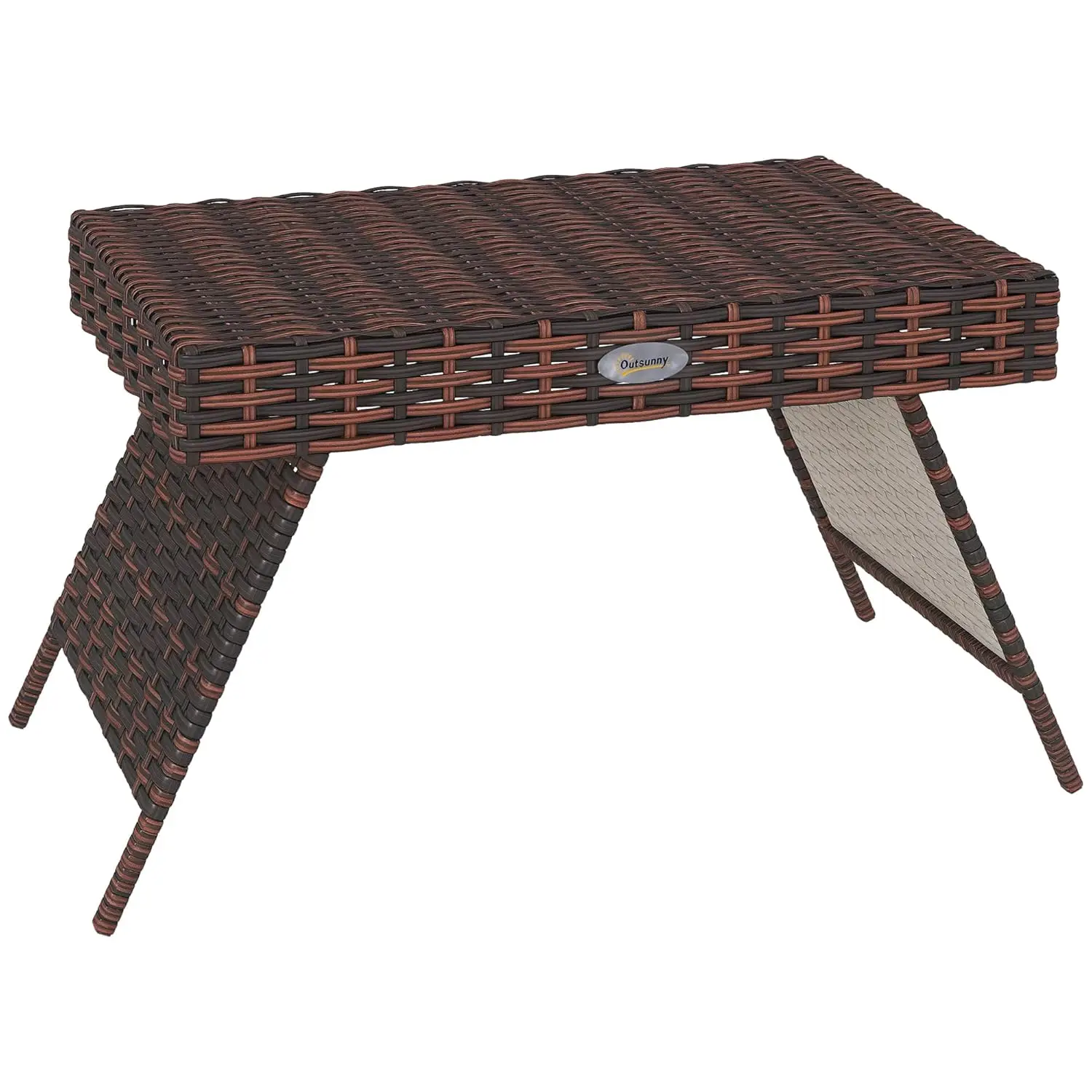 

Folding Rattan Side Table Outdoor Hand Woven UV-Resistant for Patio Garden Lawn Brown, Customized