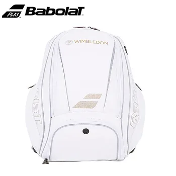 2023 Original BABOLAT WIMBLEDON Tennis Bag Men Women White Gold 2-3 Squash Tennis Racquets Backpack Shoes Compartment Tennis Bag