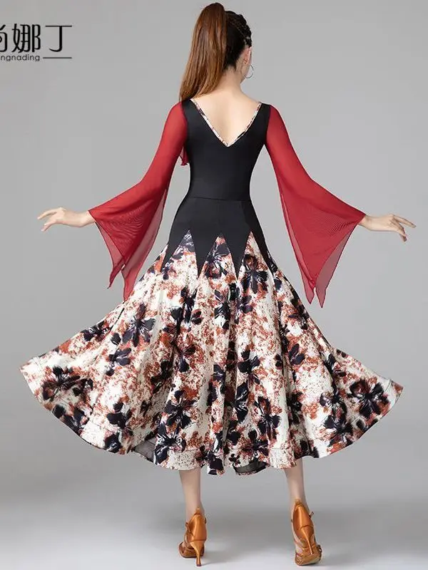 Modern Dance Dress For Women New National Standard Waltz Dance Skirt Stage Performance With Large Swing Dress