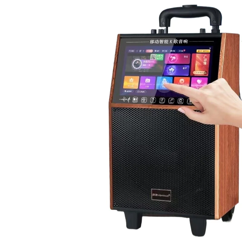 Portable pull-rod speaker with display screen, Bluetooth, all-in-one for home karaoke, high power
