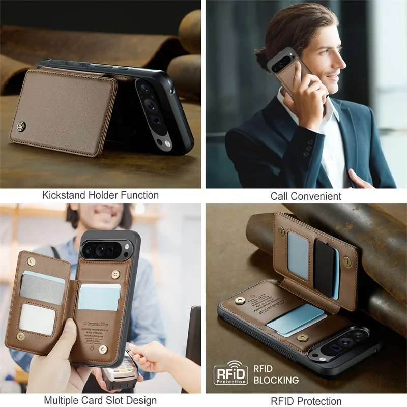 Magnetic Flip PU Leather Phone Case For Google Pixel 9 Pro Wallet Cards Shockproof Protect Cover For Google Pixel 9 Pro XL Coque