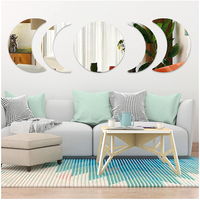 3D Moon Shape Round Acrylic Mirror Wall Sticker Removable Washable Mirror Stickers Home Decor Art DIY Acrylic Wall Sticker