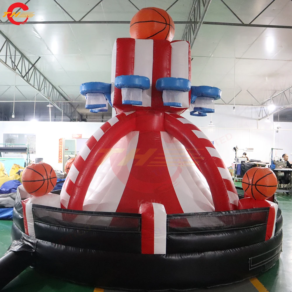 Transporte rápido 4x3.5m 8 jogadores infláveis basquete jogar bolas de jogo tiro inflável carnaval brinquedos eventos festa aluguel