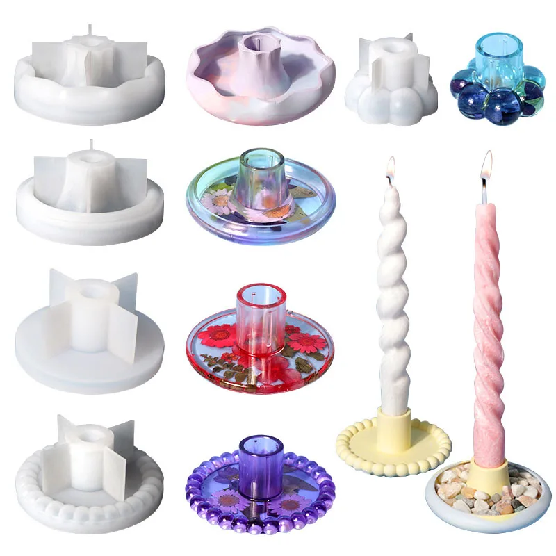 DIY Candle Holder Epoxy Silicone Mold Long Candle Base Decoration Molds For Aromatherapy Plaster Making Candle Mould