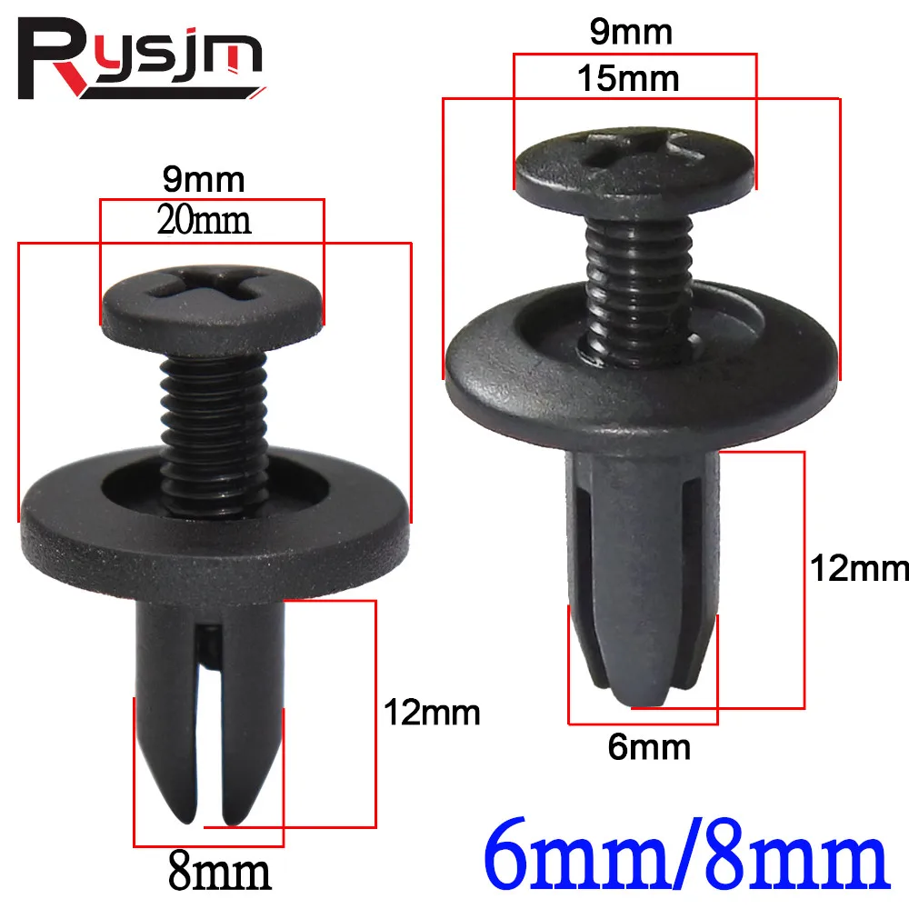 6mm 8mm Hole 20/10Pcs Plastic Auto Fasteners Rivets Clips Car Bumper Door Panel Fender Universal for All Cars Screw Rivet Clamp