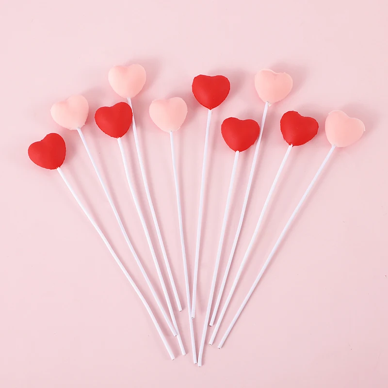 5 ชิ้นสีแดงรูปหัวใจสีชมพู Love Heart Cupcake Topper เลือกธงวันวาเลนไทน์งานแต่งงานวันเกิดเค้กเครื่องประดับอุปกรณ์