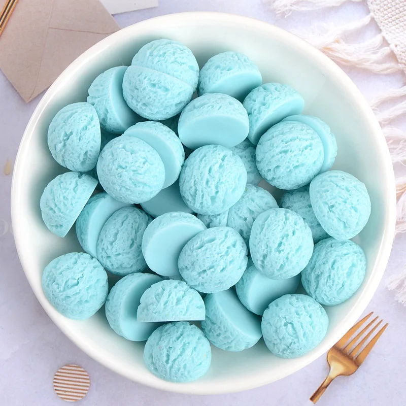 10pcs Resin Piece Ice Cream Ball Flatback Cabochons Fake Food Phone Decoration DIY Jewelry Craft Decoration Accessories