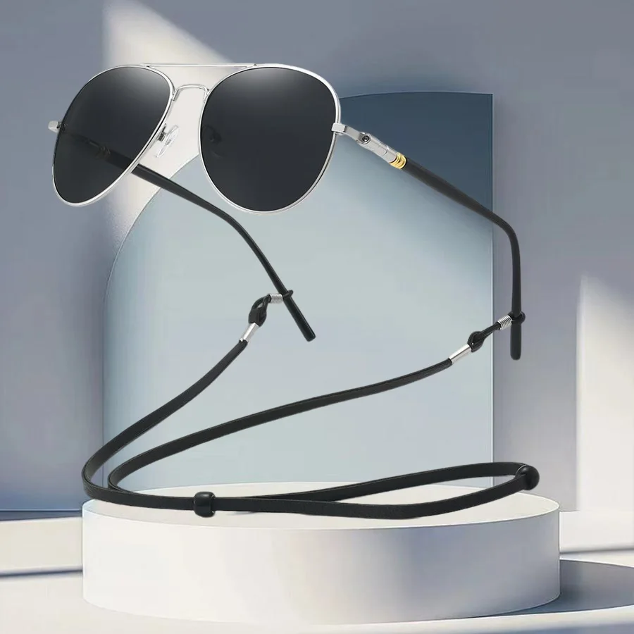 نظارات شمسية عصرية مع سلسلة UV400 للجنسين بإطار معدني كلاسيكي، نظارات واقية لصيد الأسماك والقيادة والمشي لمسافات طويلة والسفر