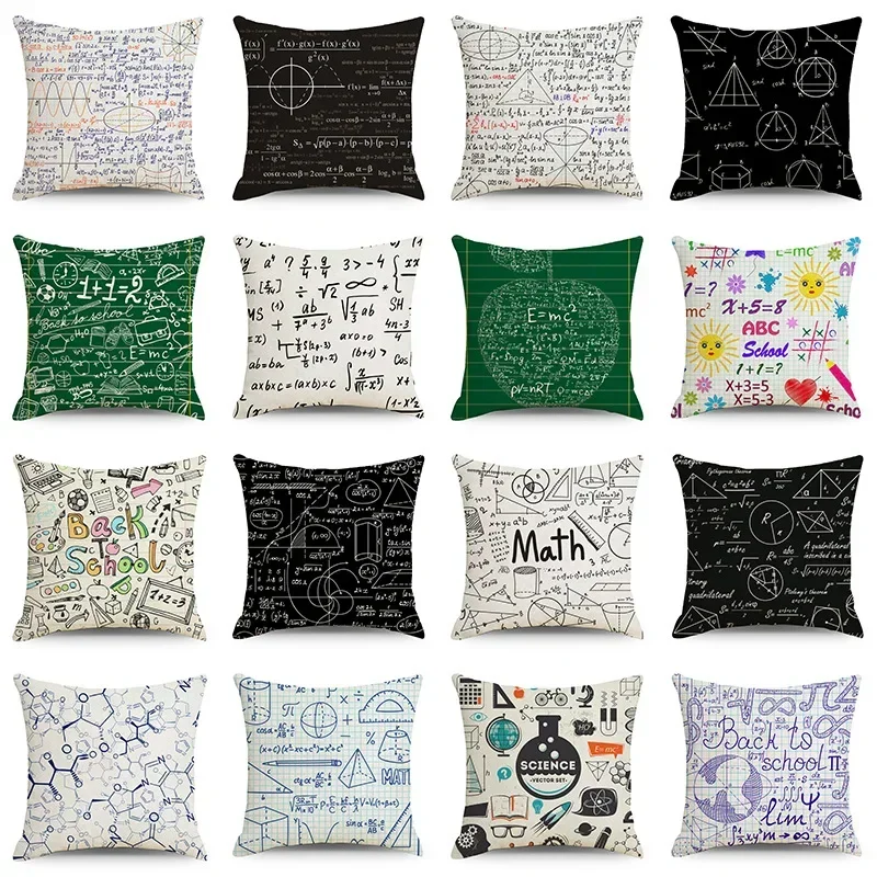 Mathematical Physics Chemical Equation Throw Pillow Cover Personality Geometric Formula Graffiti Cushion Cover