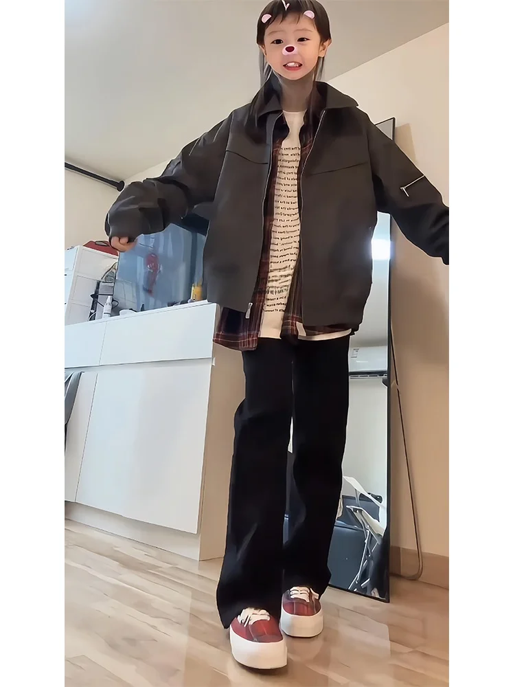 

American Sle ort Leather Jaet Men's Motorcycle Jaet Couple's Baseball Coat Loose Fit Spring Autumn Pure E-commerce