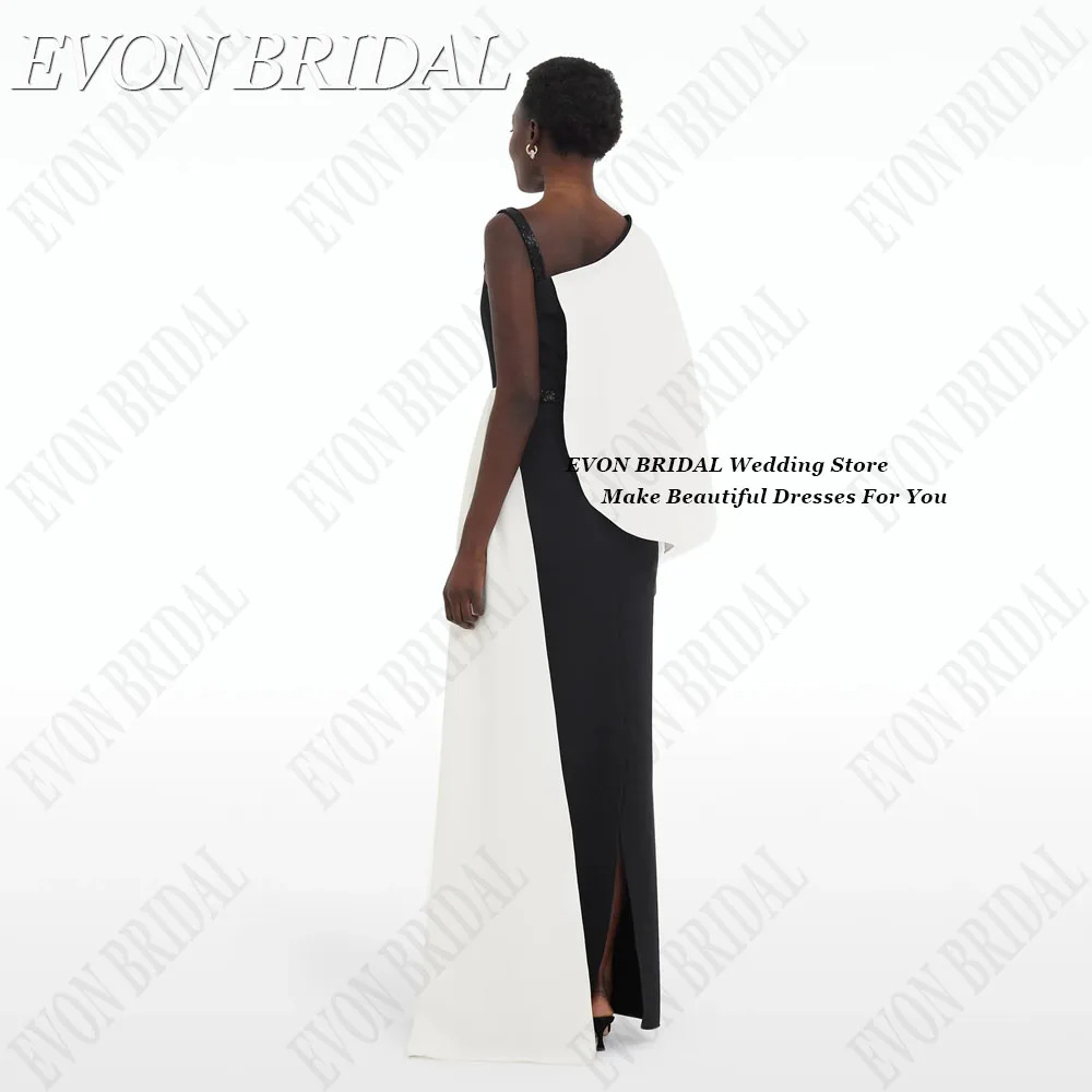 EVON-vestido de novia de color negro y marfil, prenda Formal de sirena hasta el suelo para fiesta de noche, un hombro, 2024Emon Bridal vestidos de celebridades negros y de marfil sirenas fregan el suelo vestidos de cen