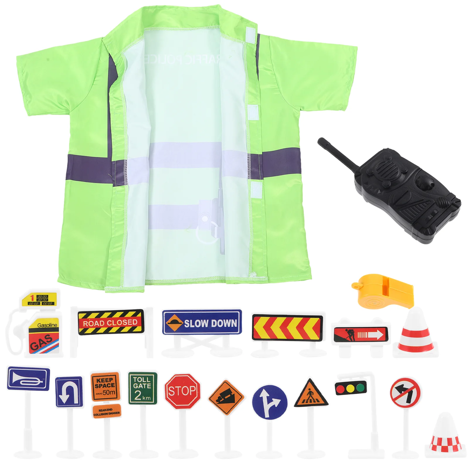 Traffic Police Performance Clothes Costume Children Signals Lamp Model Halloween Learning Props Signs Emblems