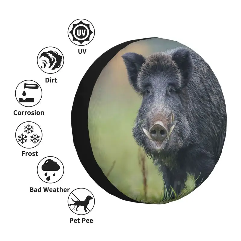 Custom Wild Boar Feral Pig Spare Wheel Tire Cover for Honda CRV Jeep RV SUV Camper Vehicle Accessories 14\