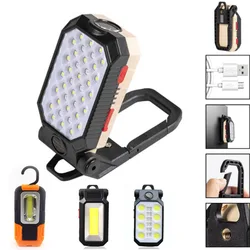 LED Flashlight outdoor torch flash lamp COB USB Rechargeable battery Magnetic Work Light Portable Lantern Magnet camping hiking