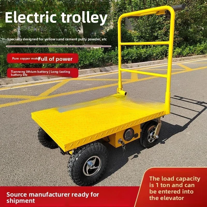 Electric Handcart Portable Electric Flatbed Truck Cargo Handling Vehicle for Cement Construction Site Material Transport