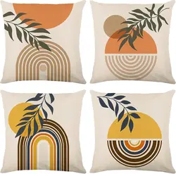 Abstract Boho Sunset Sunrise Rainbow Line Throw Pillow Cover Minimalism Decorative Cushion Covers Home Bed Sofa Decor