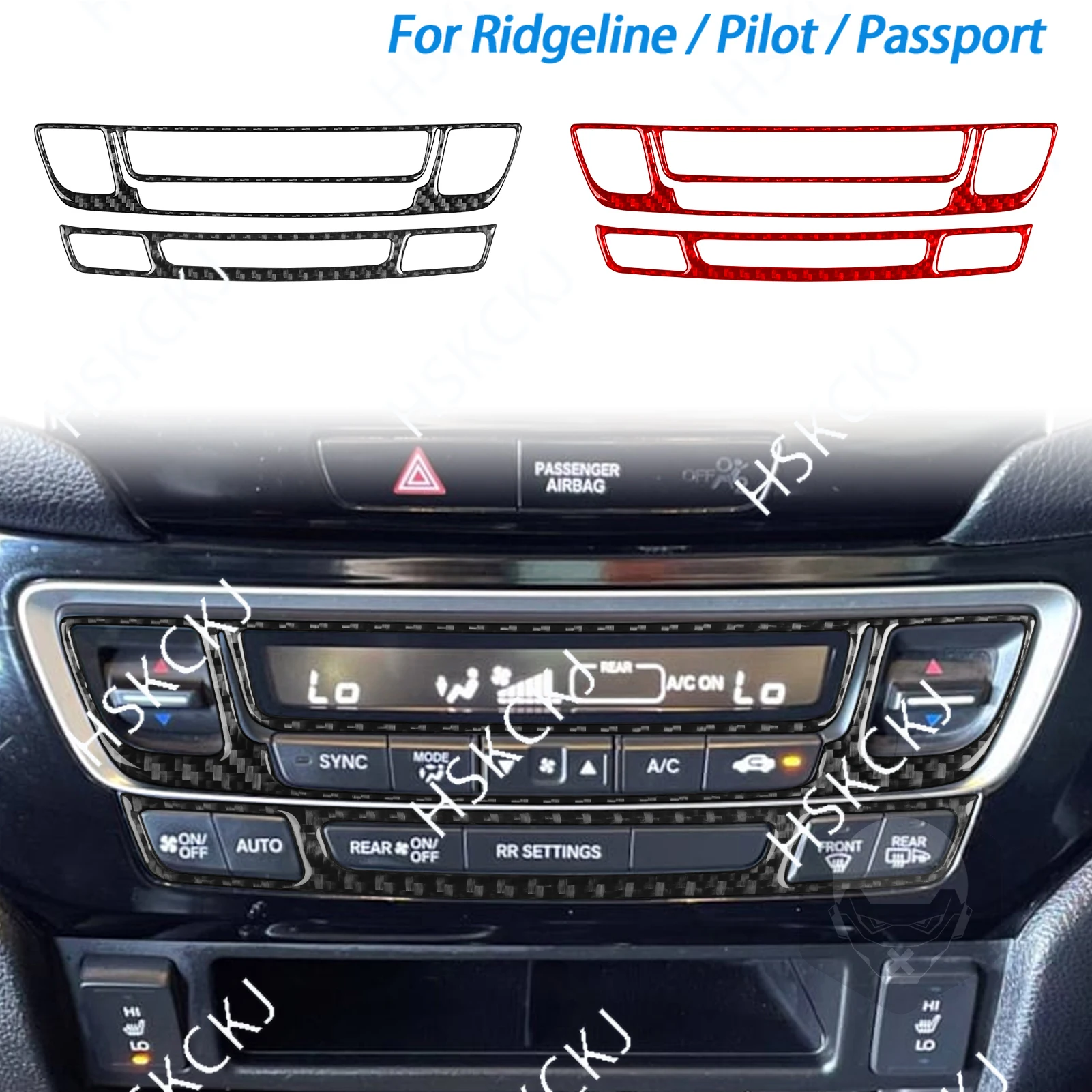 

For Honda Ridgeline Pilot Passport Car Accessories Carbon Fiber AC Air Conditioner Frame Interior Cover Trim Modified Sticker