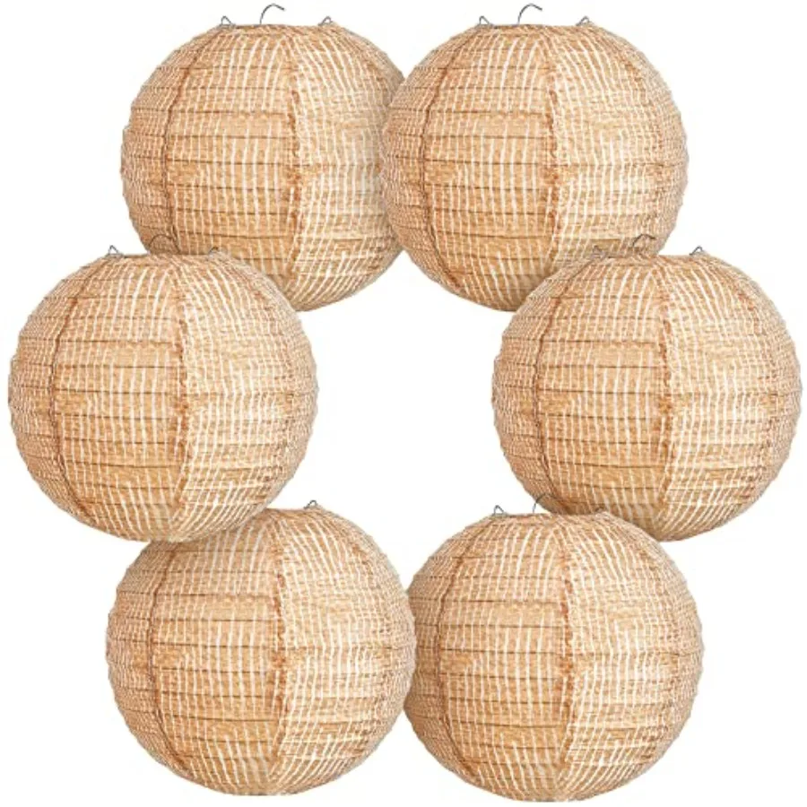 

6 Pcs Print Burlap Paper Lanterns Round Chinese Paper Lanterns Farmhouse Boho Classroom Home Decor Classroom Sweet Birthday Par