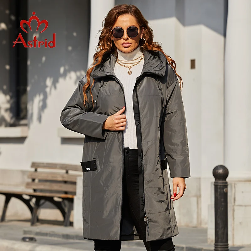 Astrid 2022 Mùa Xuân Nữ Parkas Plus Kích Thước Dài Rời Đệm Xuống Áo Khoác Có Mũ Áo Khoác Nữ Thời Trang Áo Khoác Ngoài Mền Chần Gòn AM-7561