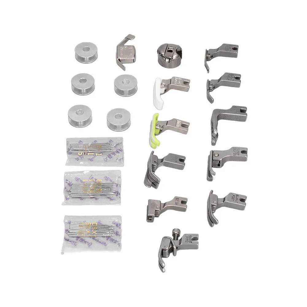

Stainless Steel Presser Foot Set Plastic Storage Box Multiple Pieces Sewing Machine Presser Foot Presser Feet Kit