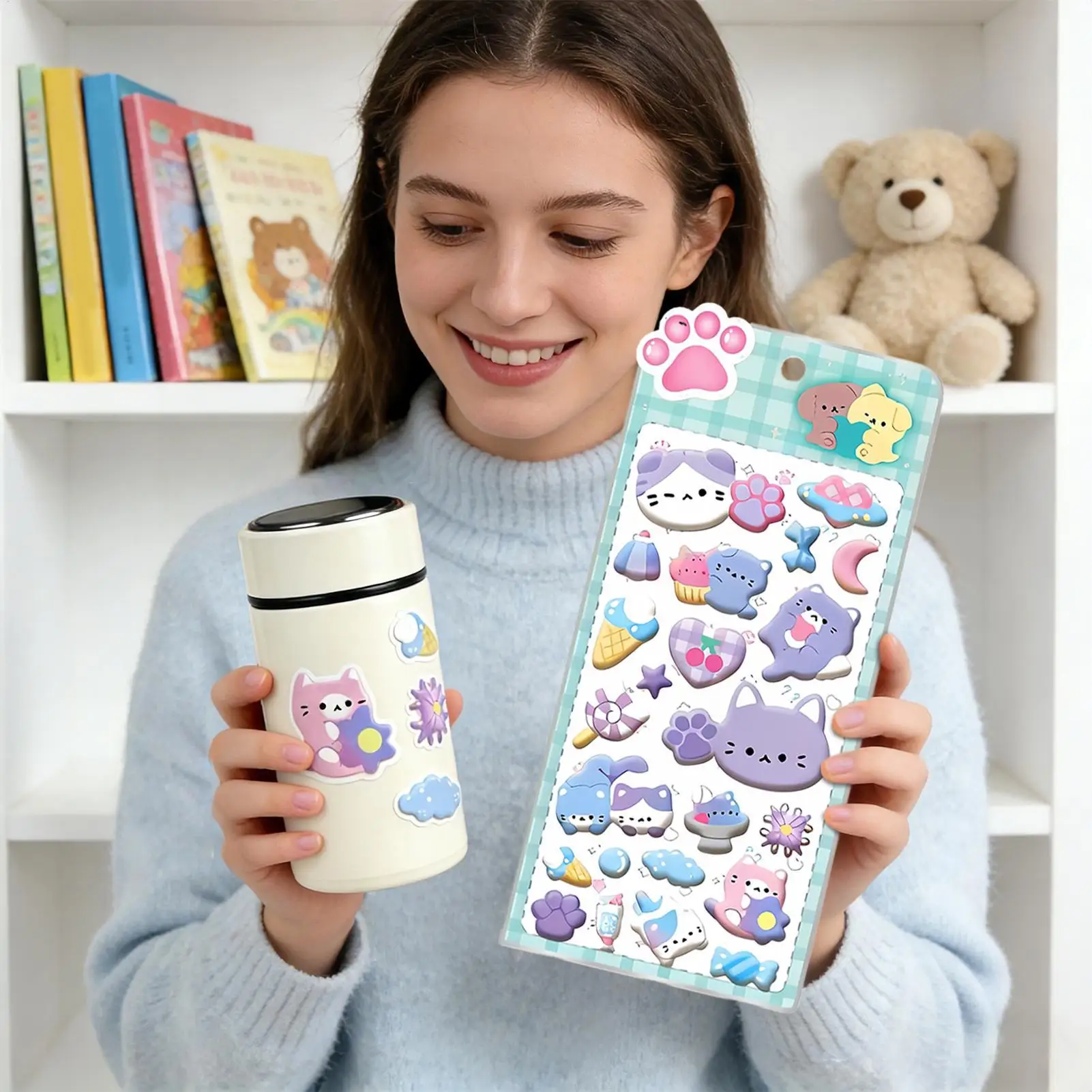 Kids Stickers Adhesive Decals Decorations 3D Cartoon Puff Stickers For Laptops Phone Case Party Birthday Classroom Activity