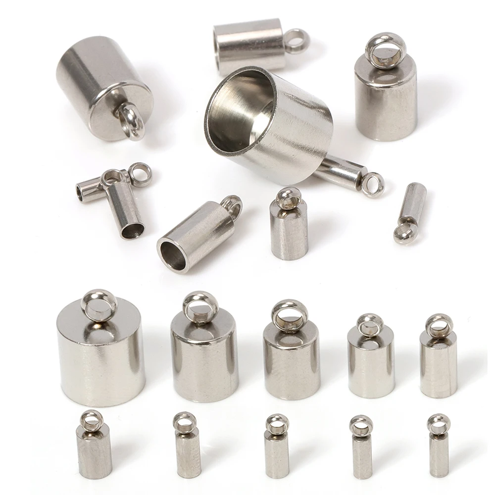 

10pcs Stainless Steel End Caps Crimp Beads Covers Connectors Charms Pendants for DIY Jewelry Making Components Wholesale