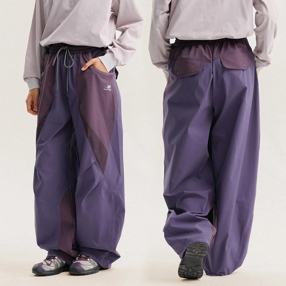 Men Outdoor Lightweight Quick Dry Ultra Loose Casual Splice Wide Leg Techwear Track Cargo Pants Women Streetwear Baggy Trousers