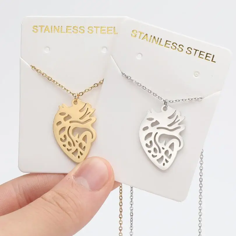 Shuangshuo New Stainless Steel Necklace Jewelry Human Medical Anatomical Heart Organ Pendant Necklace For Women Doctor Best Gift
