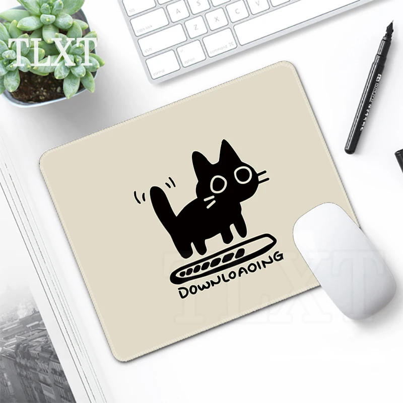 Black Mousepads Small Mousepad Cute Cat Mouse Mat Rubber Desk Mat Non-Slip Kawaii Mouse Pad PC Deskpads 20x25cm For Laptop