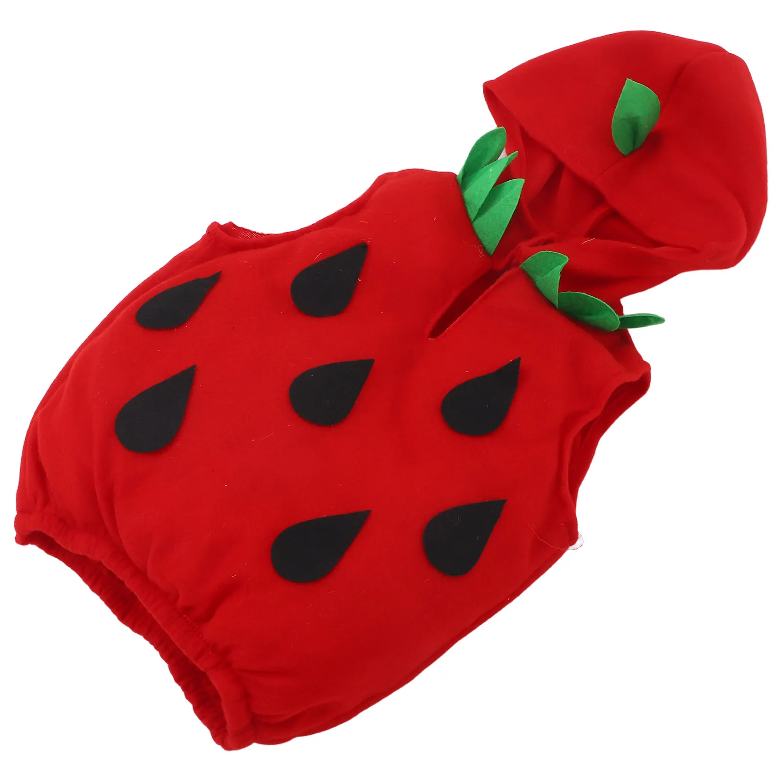 

Костюм клубники для малышей, красный, с капюшоном, реалистичный дизайн в виде фрукта, для дошкольных вечеринок, Хэллоуина, для детей 3-5 лет