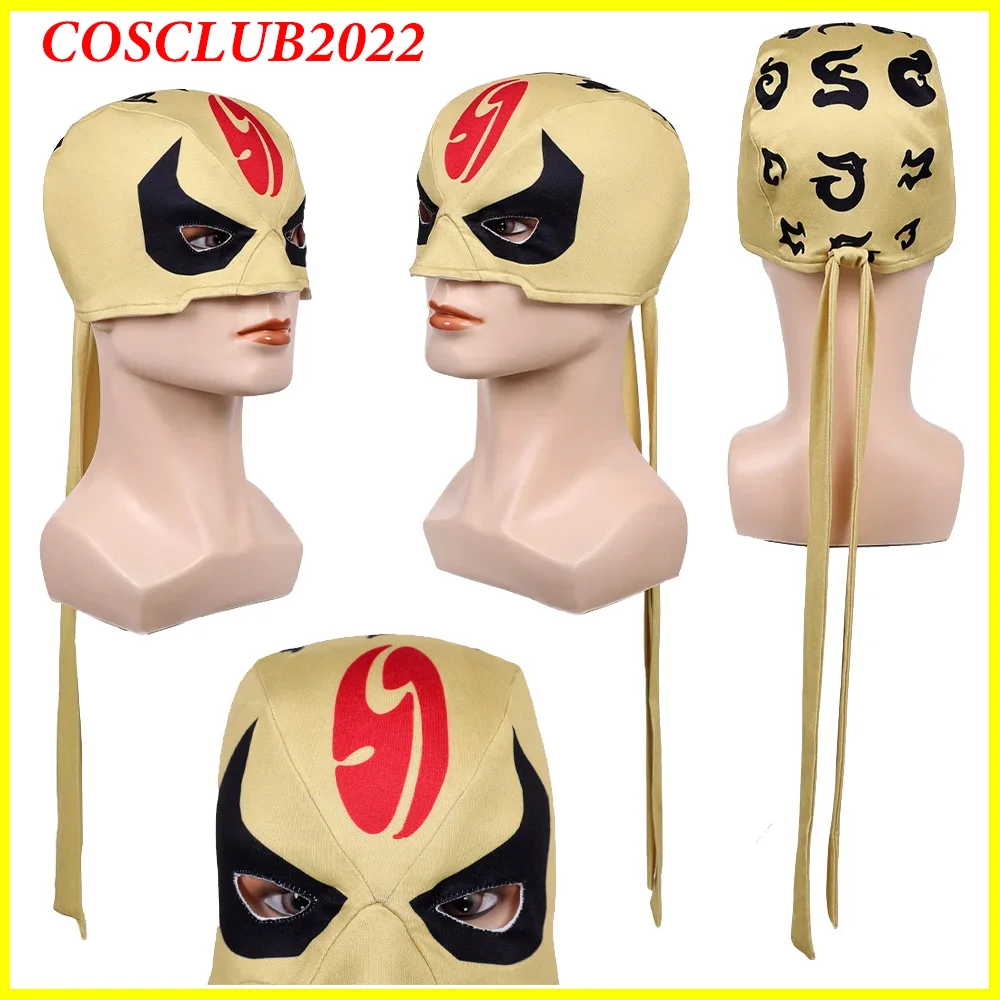 

Men Iron Fist Cosplay Yellow Headgear Headband Mask Game Rivals Roleplay Headwear Outfits Halloween Party Costume Accessories