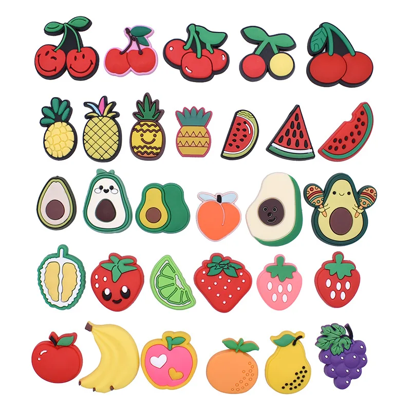 Shoe Charms Accessories Fits for Crocs Single Sale 1pcs Decorations PVC Buckle for Kids Party Christmas Gifts Pins Cute fruit