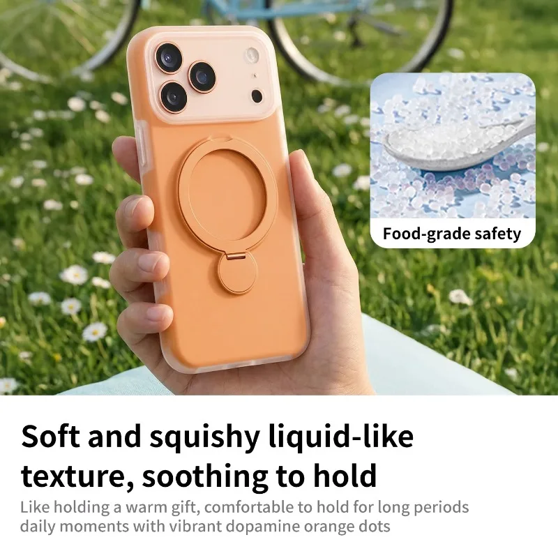 Thickened Jelly Silicone Magnetic Holder Phone Case,For iPhone 17 16 15 14 Pro Max Camera Protection Anti Drop Protective Cover