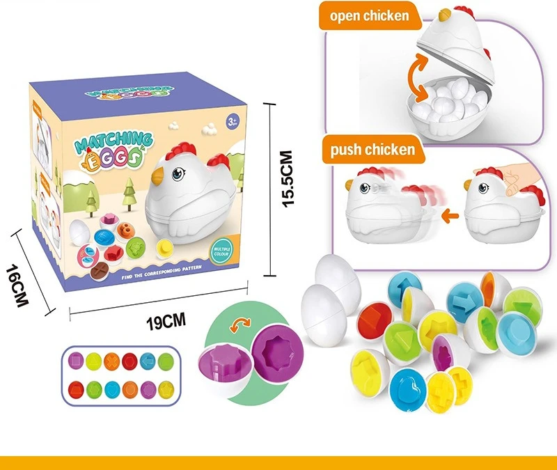 Giocattolo per bambini per bambini abbinamento uovo intelligente apprendimento precoce riconoscimento della forma del colore uovo twist-and-turn simulato piccolo uovo pull-allung