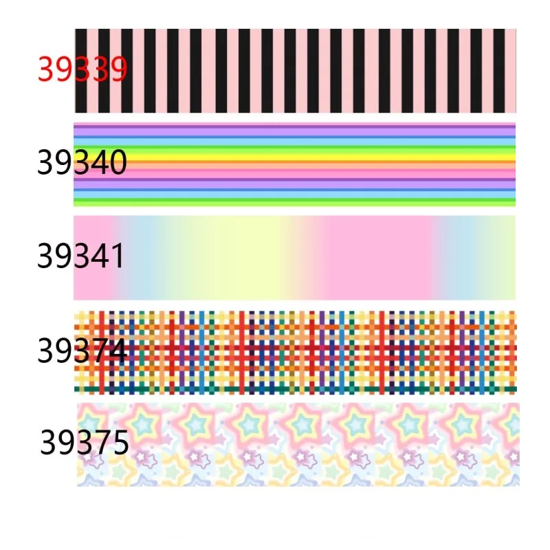 

(50yards) Rainbow Ribbon Printed Star Sripe Plaid Grosgrain Ribbon for Hairbows Crafts DIY Accessorics