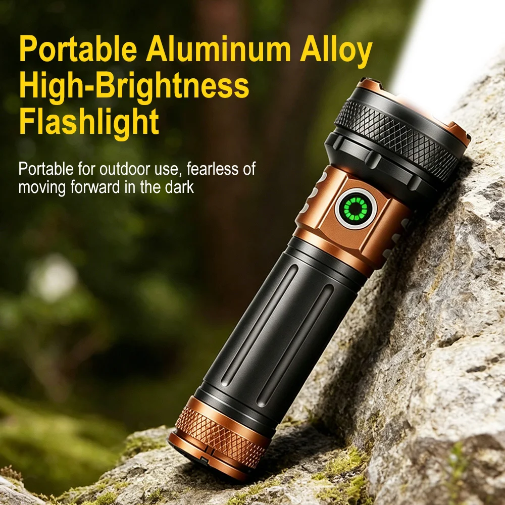 BORUiT Ultra Bright LED Flashlight 1500LM Type-C Rechargeable Aluminium Alloy Torch 5 Modes Handheld Flashlight With Magnetic