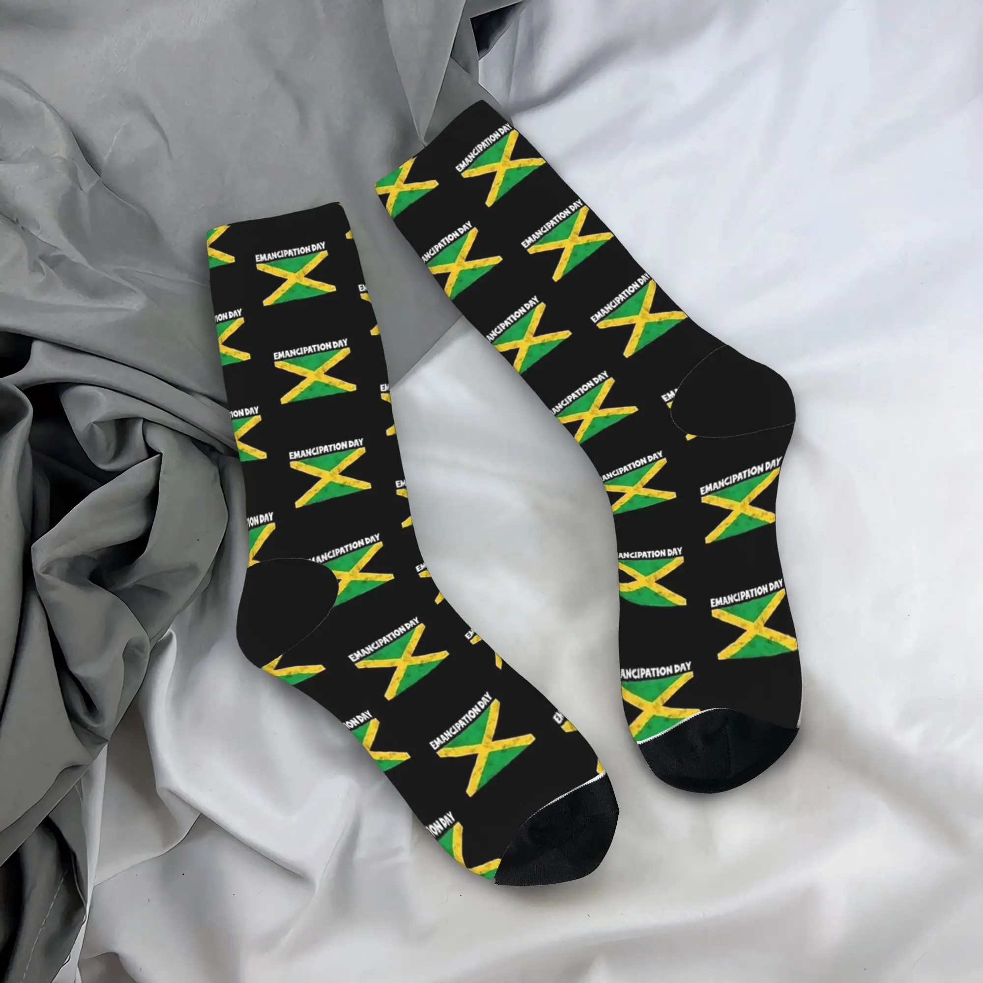 

Jamaican Flag Emancipation Independence Day Stockings Men Socks Soft Fashion Socks Winter Outdoor Anti Bacterial Pattern Socks